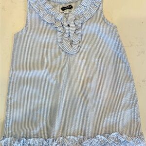 Girls Toddler 3T Mud Pie Blue and White Striped Ruffle Sundress